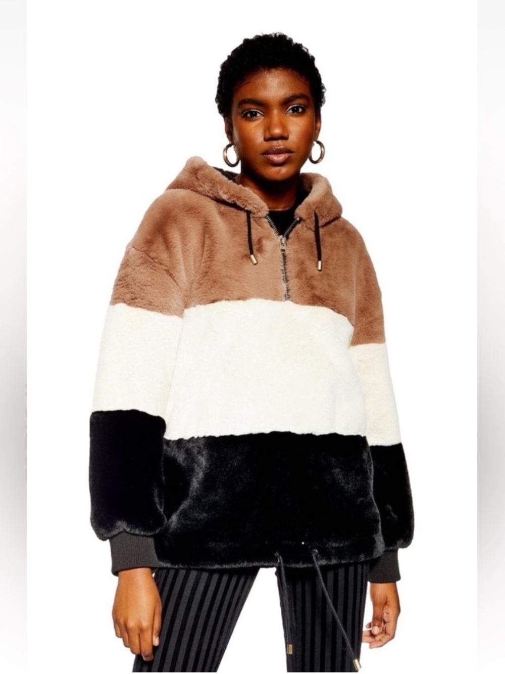 Topshop Tri-Color Teddy Jacket